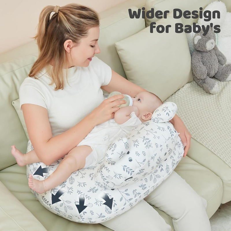 lasoftan Nursing Pillow for Breastfeeding, Breast Feeding Pillow for Mom Support, Adjustable Waist Strap and Removable Cotton Cover, Leaves - Image 3